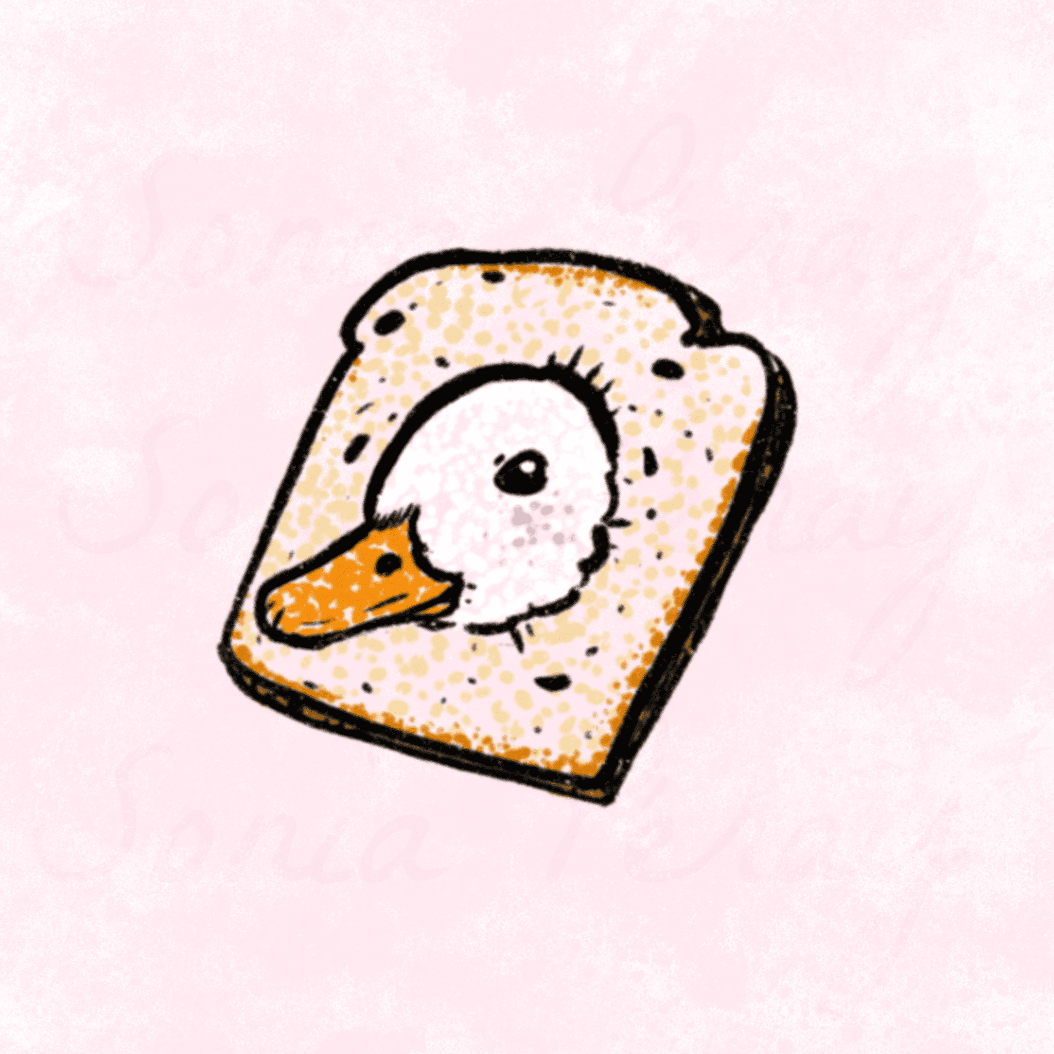 Flash tattoo d'un canard avec sa tête dans un toast